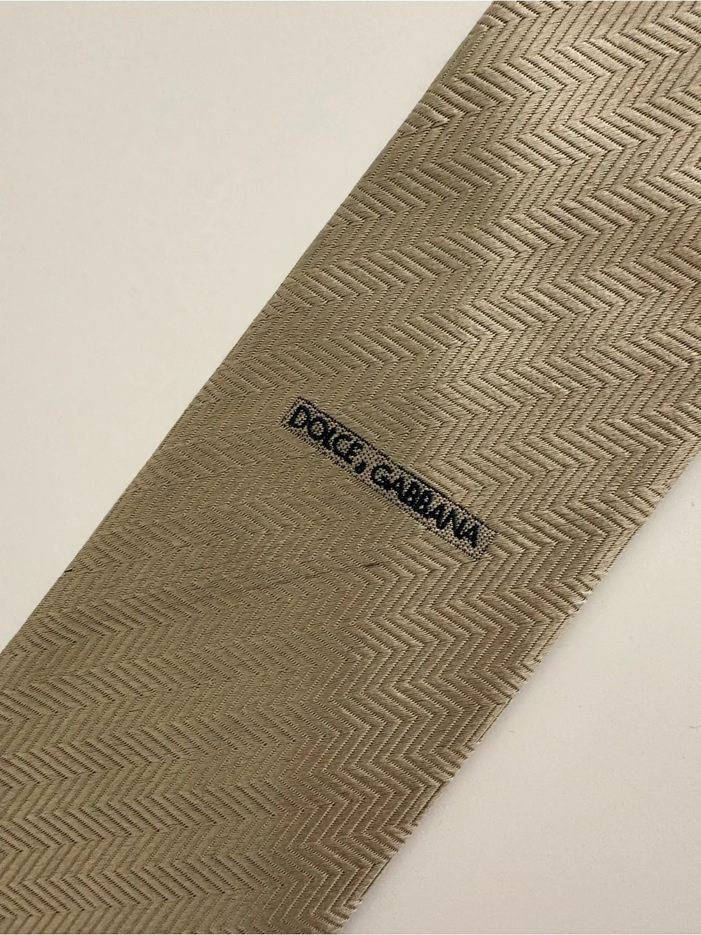 Dolce & Gabbana Beige Chevron Silk Scarf / Tie Accessory